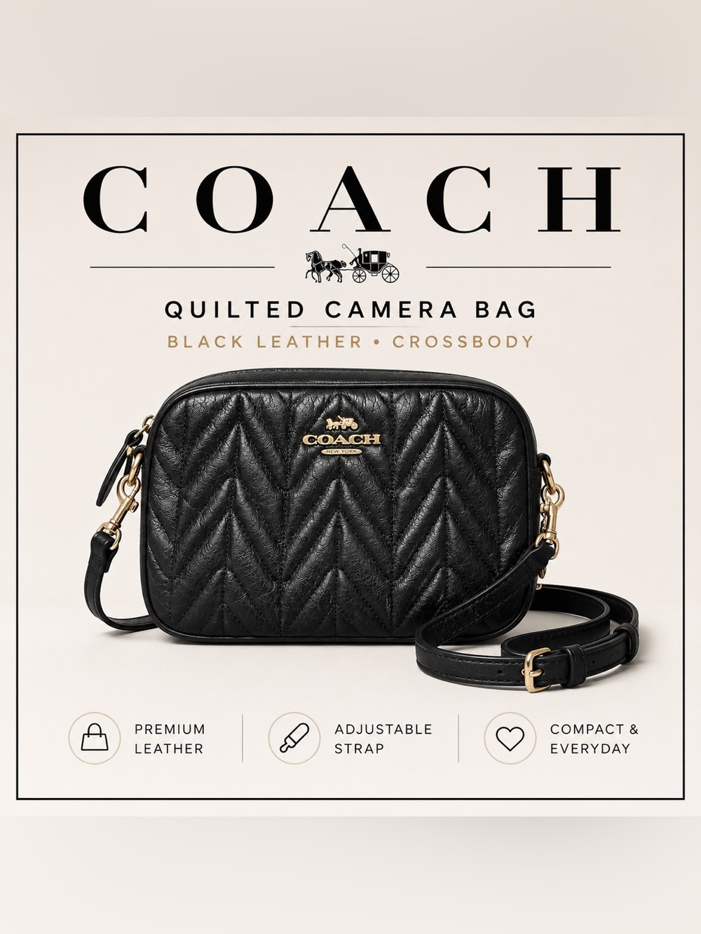 Coach Black Quilted Leather Crossbody & Bum Bag